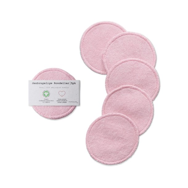 Økologiske bomulds rondeller - 5 stk. i Rosa 