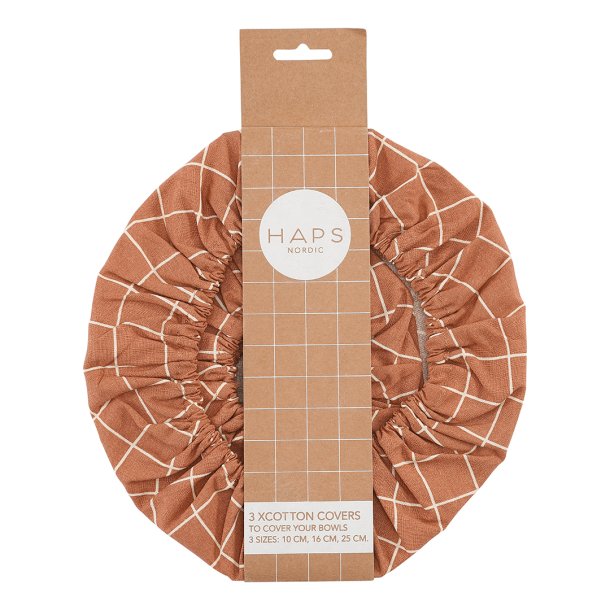Bomuldscovers  Terracotta Check  st med 3 stk.